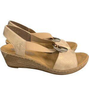 Rieker Antistress Wedge Sandals EU 38 Beige Neutral Comfort Shoes